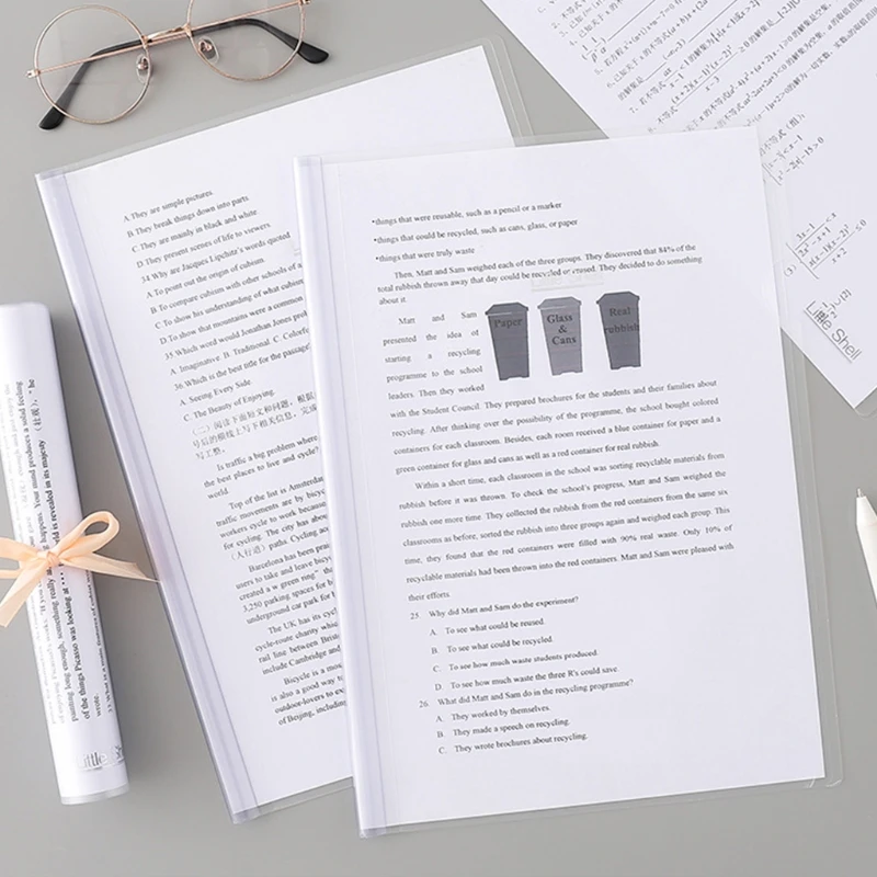 5 قطعة شفافة A4 مجلد ملفات مجموعة طوي الأفقي/الرأسي A4 مجلد ملفات