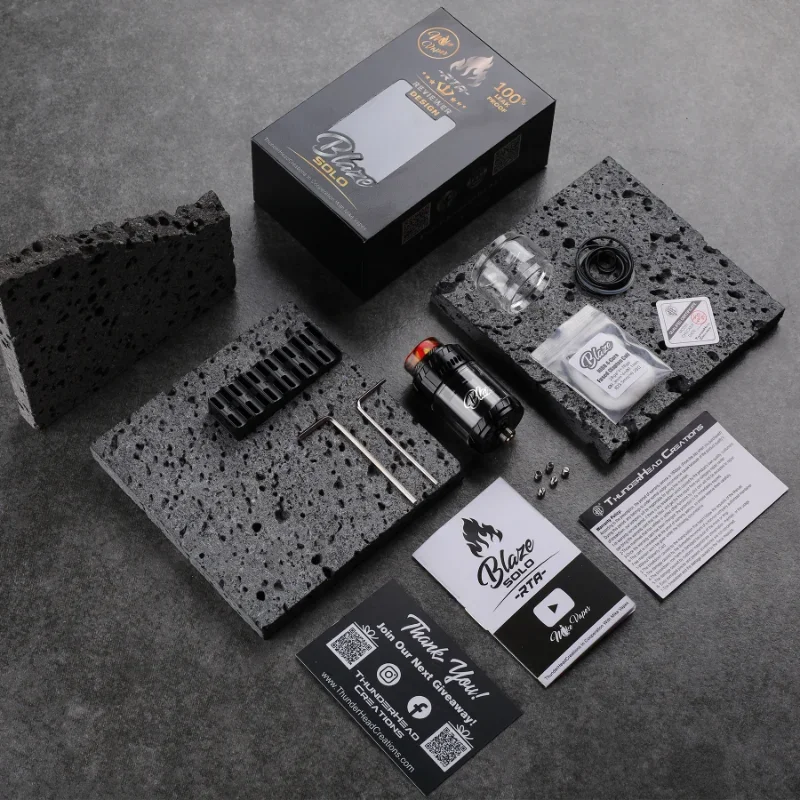 خزان قابل لإعادة البناء مع بناء ملف واحد ، بخاخ قلم Vape أصلي ، إبداعات رعدية ، Blaze Solo RTA ، 316SS ، يليق ، بخاخ ،