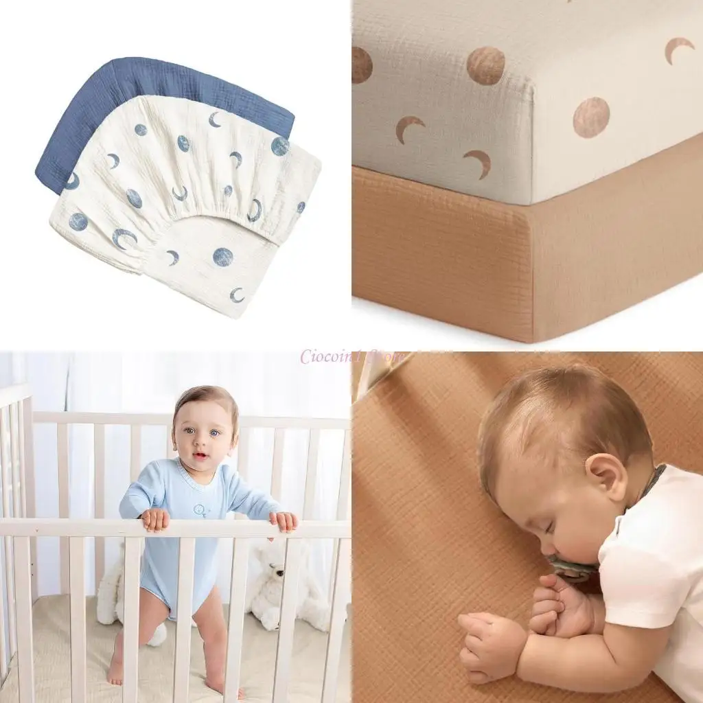 

Y1UB 2PCS Комфортный подгоняющийся лист для кроватки для младенцев мягкий и воздухопроницаемый крышка кровати для басинота для