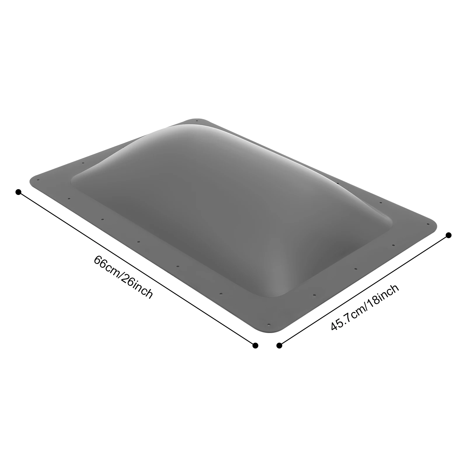 كوة مقاس 18 × 26 بوصة، مصباح كوة عالي التركيب لمركبات الترفيهية العالمية، المعسكر، قبة خارجية كوة RV، نافذة سقف RV، أسود شفاف