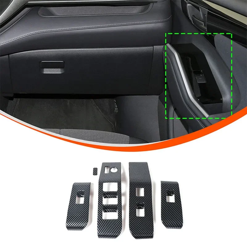 

For Toyota Highlander 2022 ABS carbon fiber Car Armrest Window Glass Lift Switch Frame Cover Decor Sticker Interior Accessories