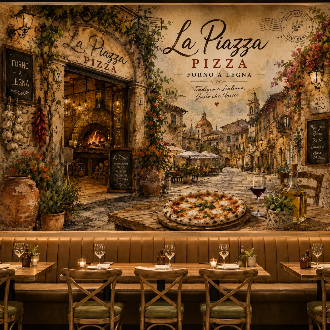 Wallpaper Mural Dinding Pizza  - Commercial Wallpaper Printing ulasan dan harga