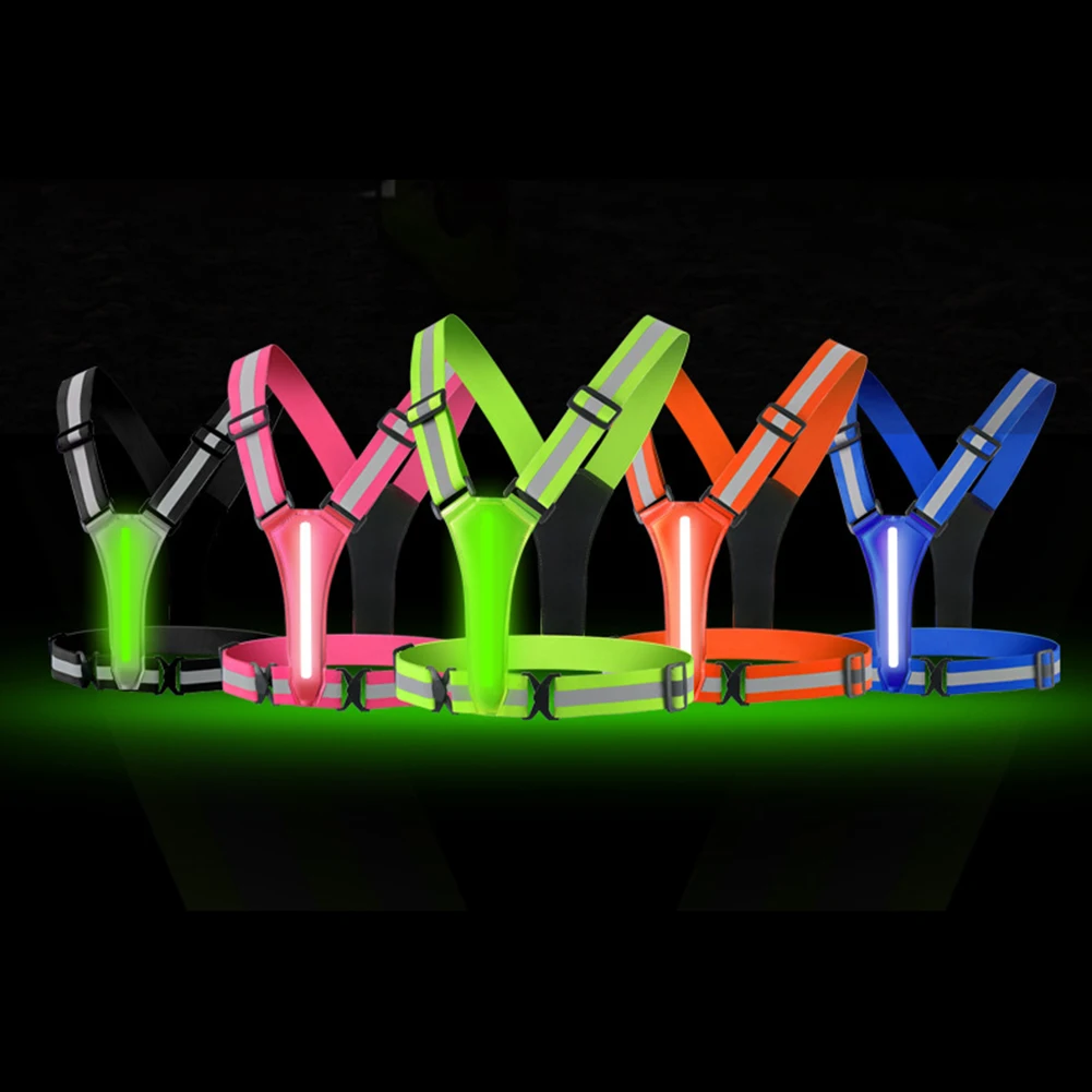 LED Running Vest USB Rechargeable Reflective Night Work  Vest High Visibility Night Running Riding Clothing Elastic Band