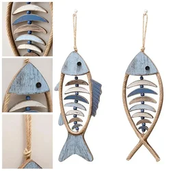 1PC Hand Carved Fish Wall Decor Wooden Fish Pendant Unique Wall Hangings Ornaments Ocean Beach Theme Restaurant Bar Wall Decor
