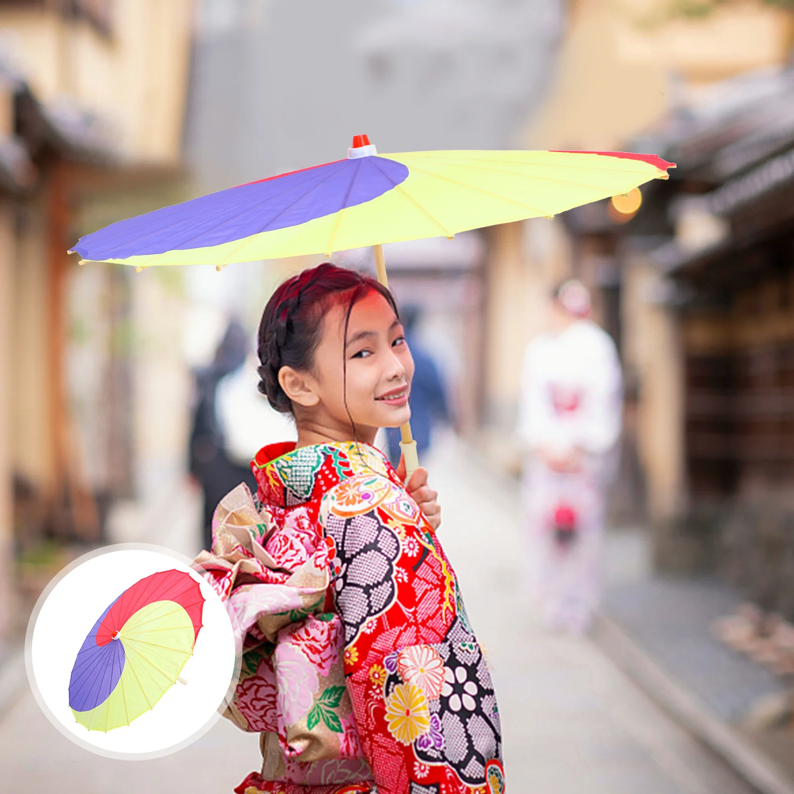

Silk Umbrella Decorative Cloth Wood Material Wedding Bridal Photo Prop Japanese Style Performance Umbrella Decor