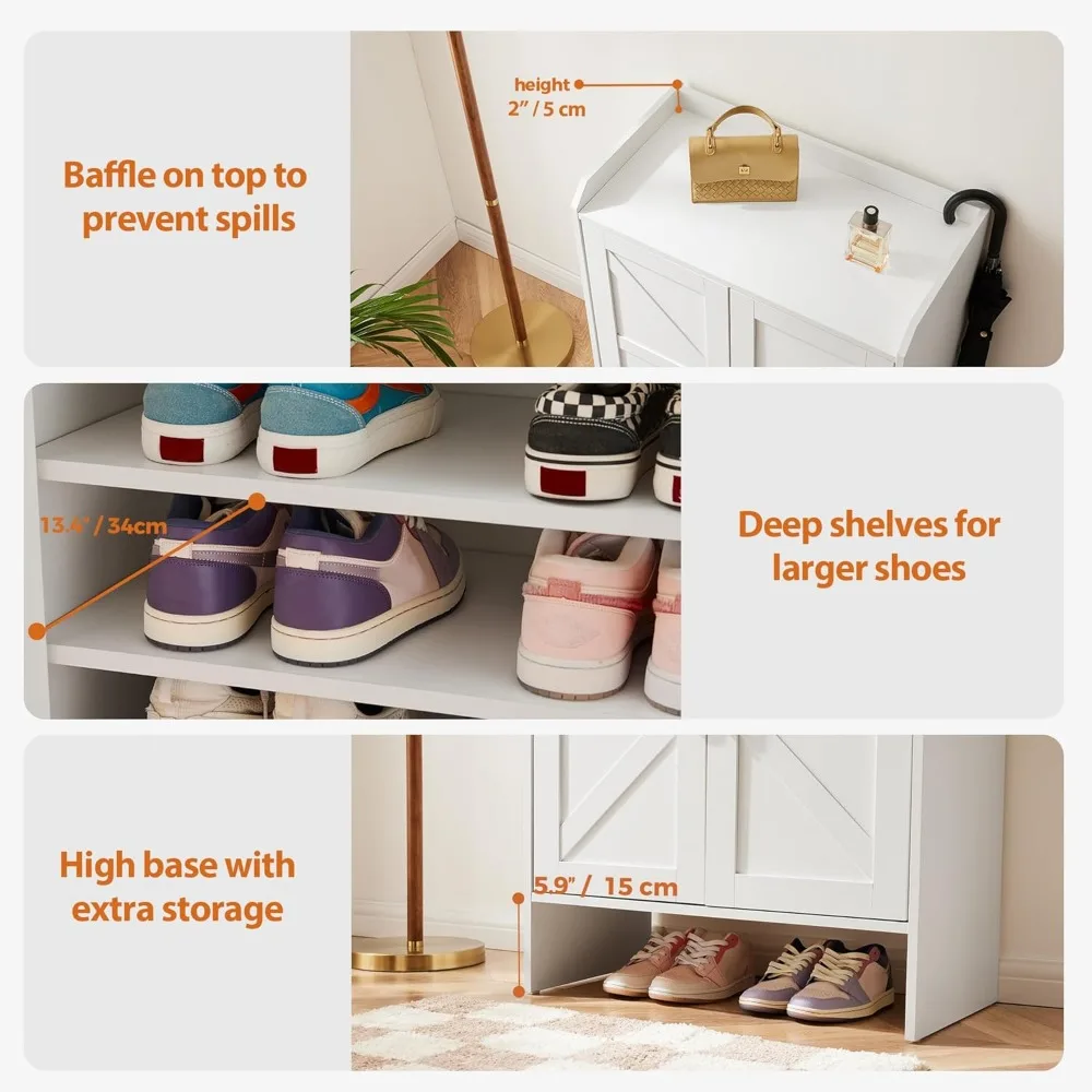 Zapatero de madera ajustable grande y moderno de 5 niveles con puerta para almacenamiento y organización eficientes