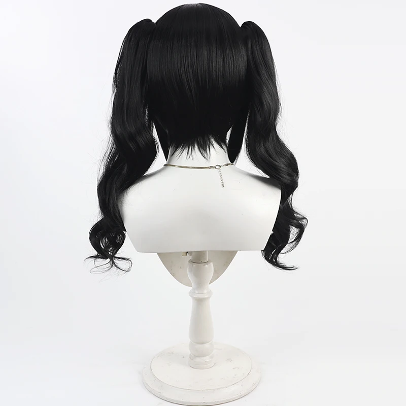 Jogo kurobe nanoka peruca cosplay preto duplo rabo de cavalo peruca cosplay para comicon festa adulto feminino masculino