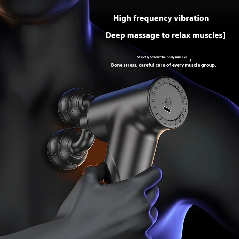 New intelligent multi-stage adjustable mini portable dual head fascia gun, multifunctional muscle relaxation cervical massager