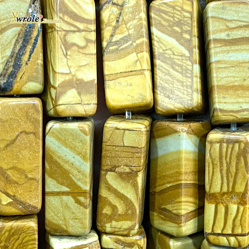 Natural Stone Irregular Cuboid Wood Grain Jasper 8x20mm Loose Spacer Beads for Jewelry Making Diy Bracelet Charms Accessories
