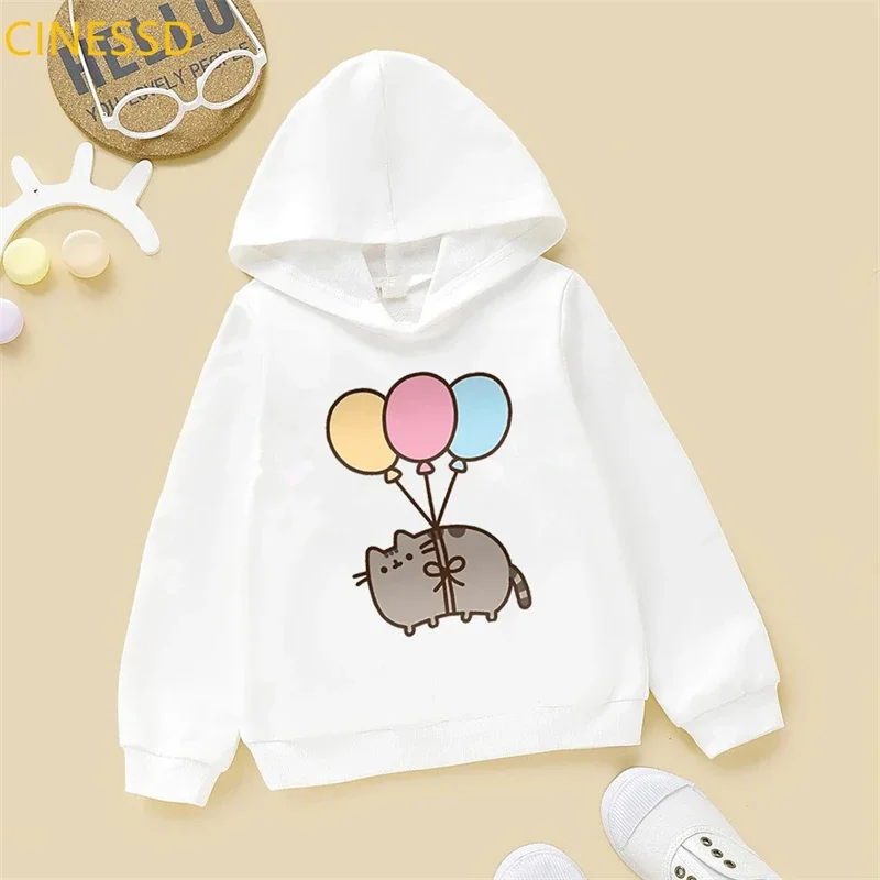 Children Boys Girls Hoodie Tops Coffee Cat Love Ice Cream Spring Autumn Print Sweatshirt Toddler 3-12 Year leisure Coat Clothing