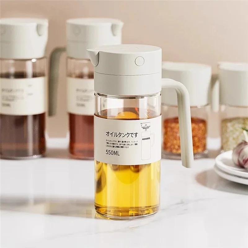 CQMF-Oil Bottle Kitchen Olive Oil Dispenser Auto Flip Salad Dressing Bottle Oil Cruet Glass Leakproof