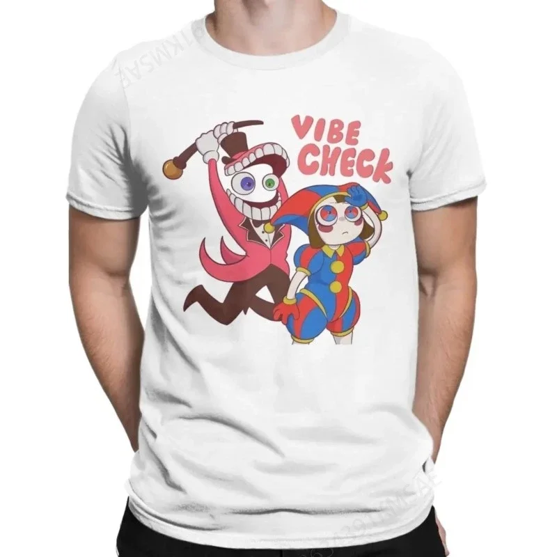 Men's T-Shirt Cain Vibe Check Funny Pure Cotton Tee Shirt The Amazing Digital Circus T Shirt Crewneck Tops New Arrival