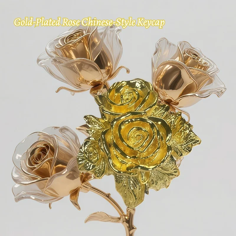 

Колпачки для клавиш на тему розы, позолоченные, из чистой меди, персонализированный китайский стиль, ниша, крестообразное отверстие, процесс вторичного формования, крутой