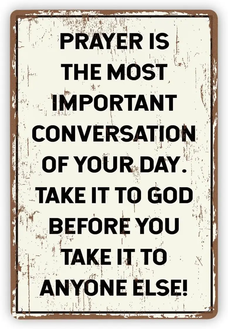 Vintage Metal Tin Signs, Christian Prayer Wall Decor Plaque, Inspirational Faith Quote Sign, Rustic Religious Metal Poster, Farm
