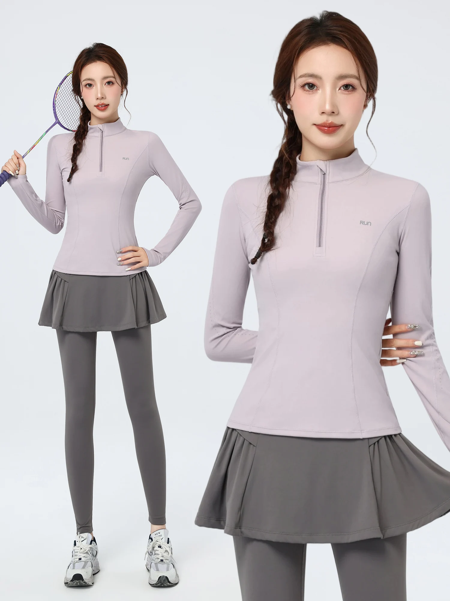 

Women's Beautiful Badminton Outfit 2025 New Qui Dry Sports Set Slim Tennis Skirt Training Outdoor Running Long Sve