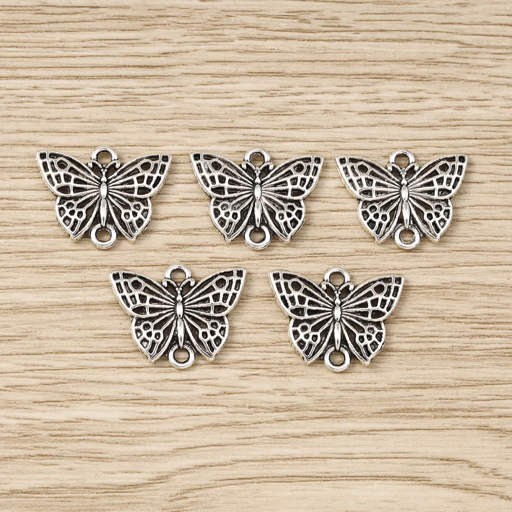 Tusember 30 Stück 16 x 20 mm Legierung Doppelloch Metall Schmetterling Charms für handgefertigte Halsketten Ohrringe Schmuckherstellung DIY Handwerk – Detail 4