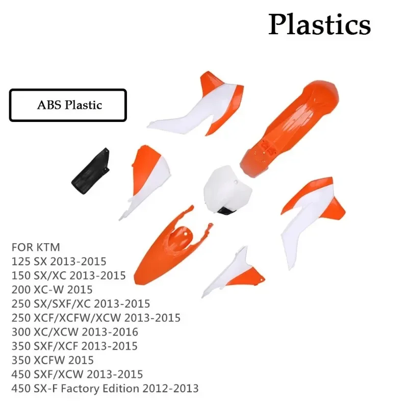 Plastic Kit Front Rear Fender Rad Shrouds Side Panels Front Number Plate Full Body Fairing FOR KTM SX SXF XC-W 125-450 2013-2015