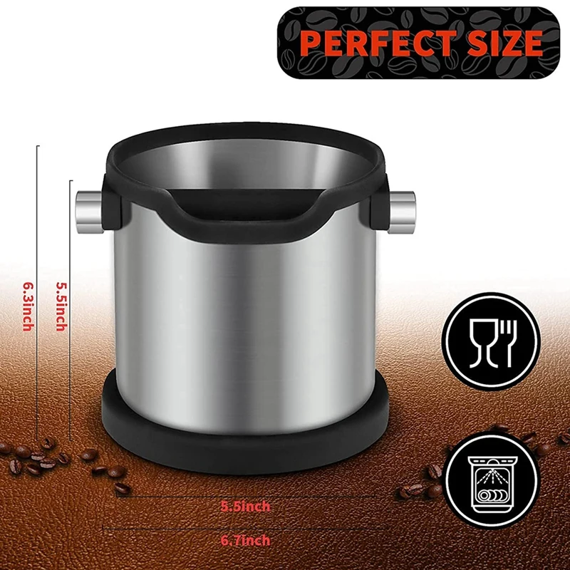 Espresso Knock Box Shock-Absorbing And Durable Barista Style Knock Box With Detachable Knock Bar And Non-Slip Base