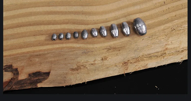 Angelzubehör, Bleisinker, olivförmig, hohl, reine Bleisinker, Lot 5-teilig, Ausverkauf – Detail 4