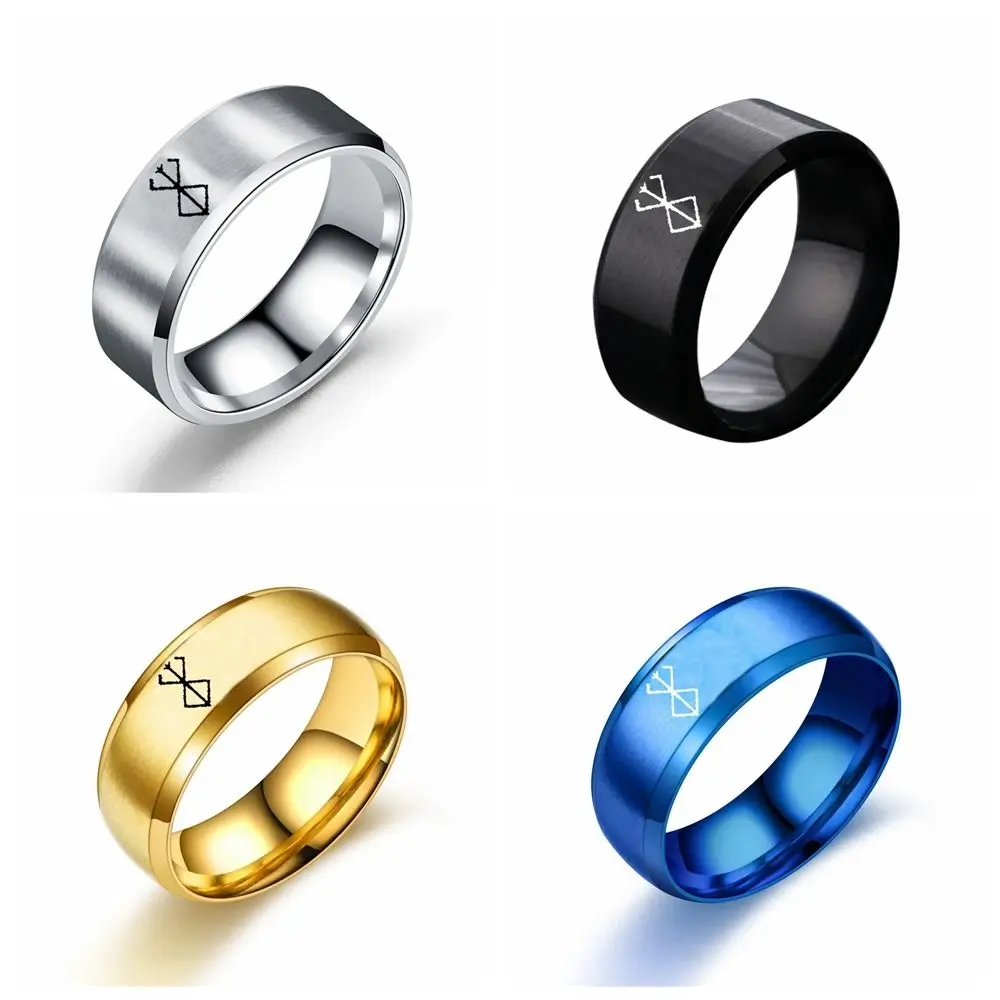 

4 Colors Anime Ring Fashion Laser Commemorative Anime Peripheral Gift Stainless Steel Berserk Ring Girl