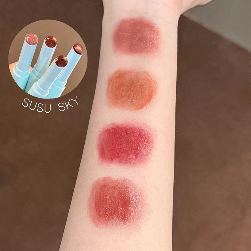 ملمع شفاه صلب خفيف الماء عصا نعناع غير لزجة زجاجية لامعة لون دائم مرطب بلسم شفاه بمظهر طبيعي أحمر شفاه مكياج