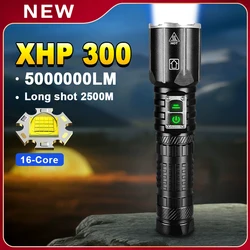 Most Powerful Led Flashlight XHP300 USB Rechargeable Torch Light XHP199 High Power Tactical Flashlight Camping Work Hand Lantern