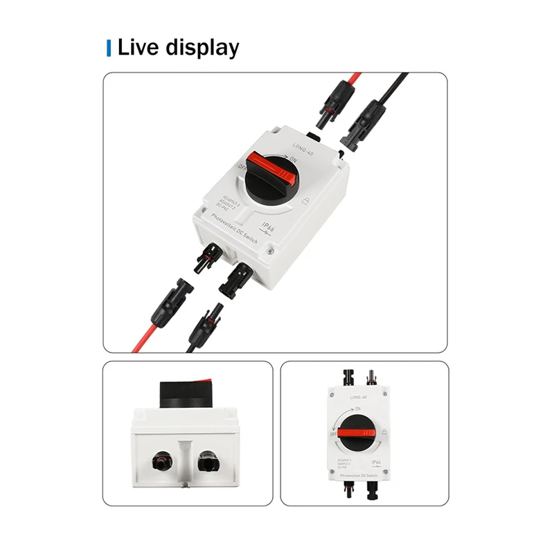 1 conjunto de interruptor de desconexão solar fotovoltaico fotovoltaico, interruptor solar isolador LONQ-40 DC IP66 à prova d'água DC1000V