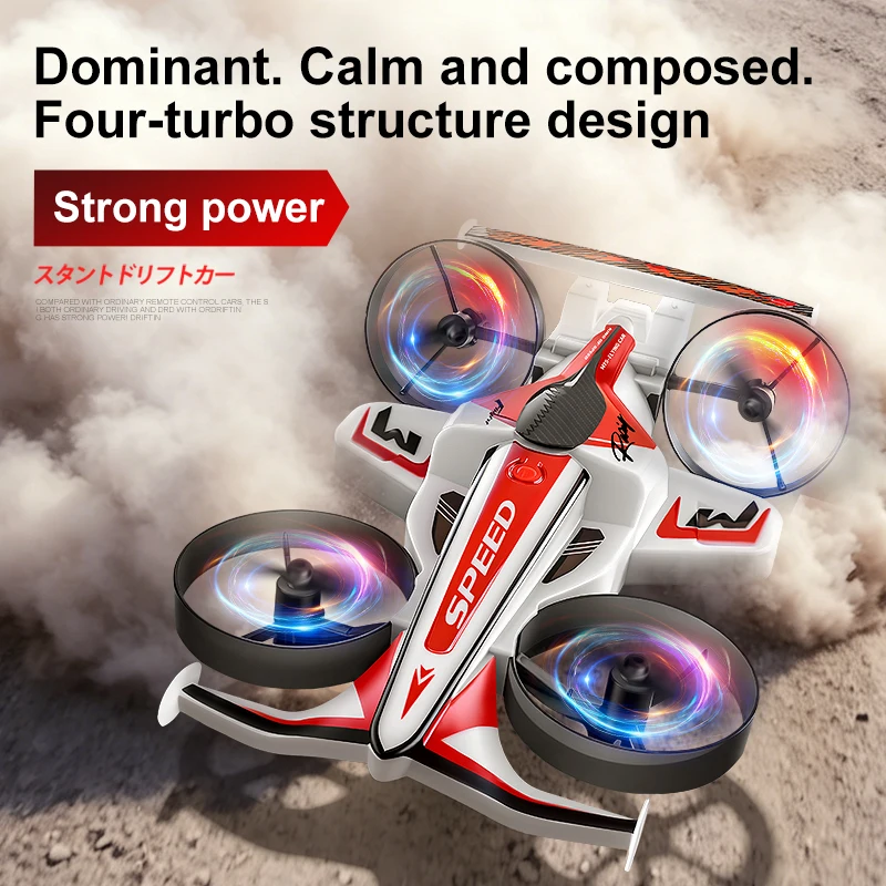 2-in-1 Land Air Dual-Mode Drone 360° Rolling One Click Takeoff/Landing Quadcopter Ground Drift Racing Remote-Controlled Car ﻿Toy
