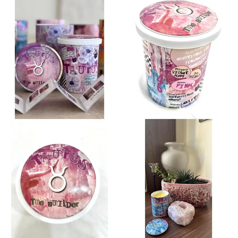 شمعة الصويا المعطرة بالياسمين في وعاء سيراميك قابل لإعادة الاستخدام، 12.3 أونصة، وقت حرق 80 ساعة، حرق نظيف، هدية تحت عنوان التنجيم #1