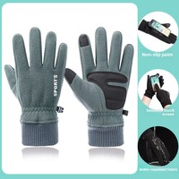 Warm gloves men's polar fleece winter thickened windproof and cold-resistant outdoor cycling sports touch screen
