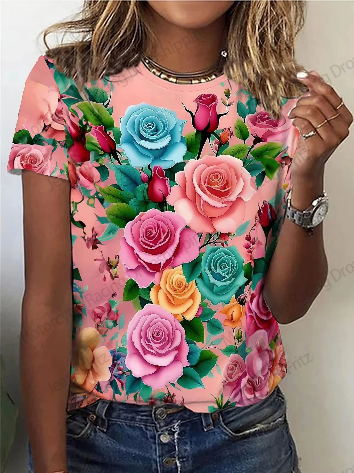 Women's T Shirt New Floral 3d Print Tshirts Women Fashion T-shirt Casual Short Sleeve Tops Tees Summer Ladies Tops Plant Flower