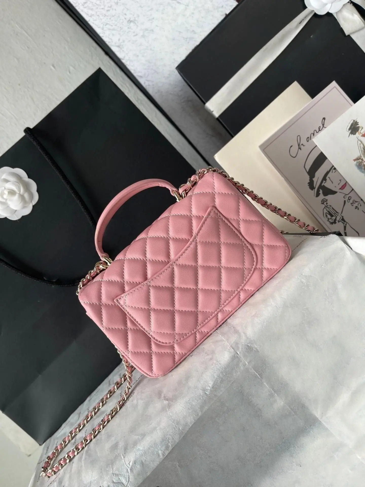 

Luxury Bag Lavender Quilted Mini Flap Bag Women Top Handle Chain Shoulder Crossbody Bag Luxury Designer Style Ladies Handbag