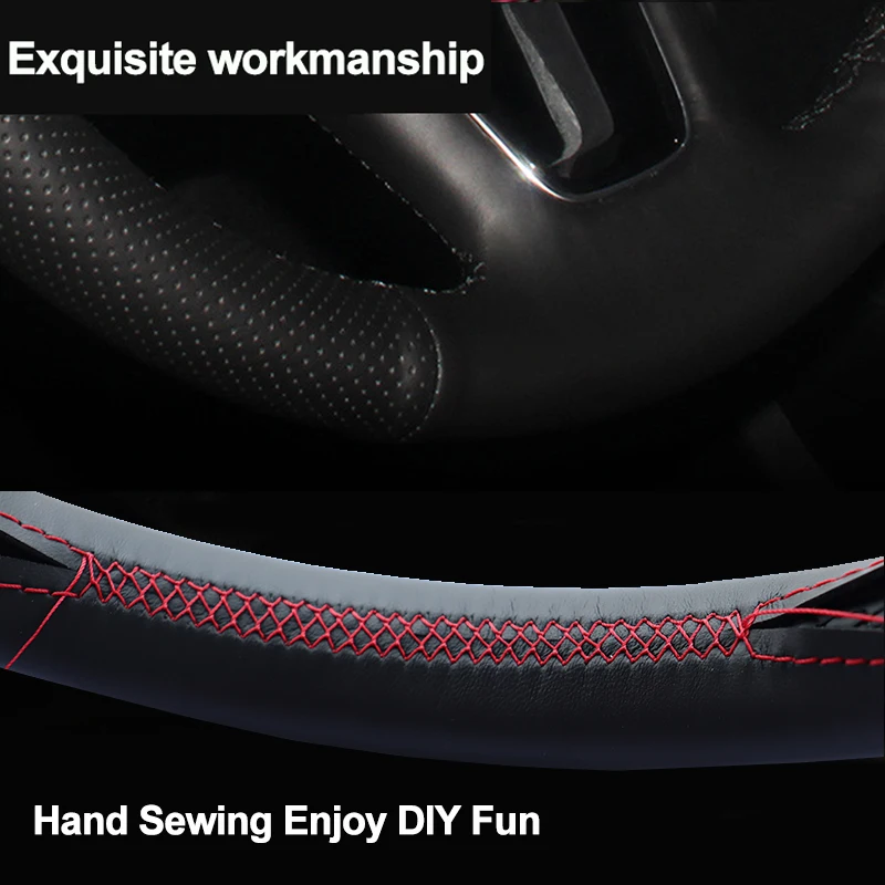 Hand Stitching Car Steering Wheel Cover Wrap for Nissan Leaf I (ZE0/AZE0) 2011 - 2017 Braid on Steering-wheel Holder Protector