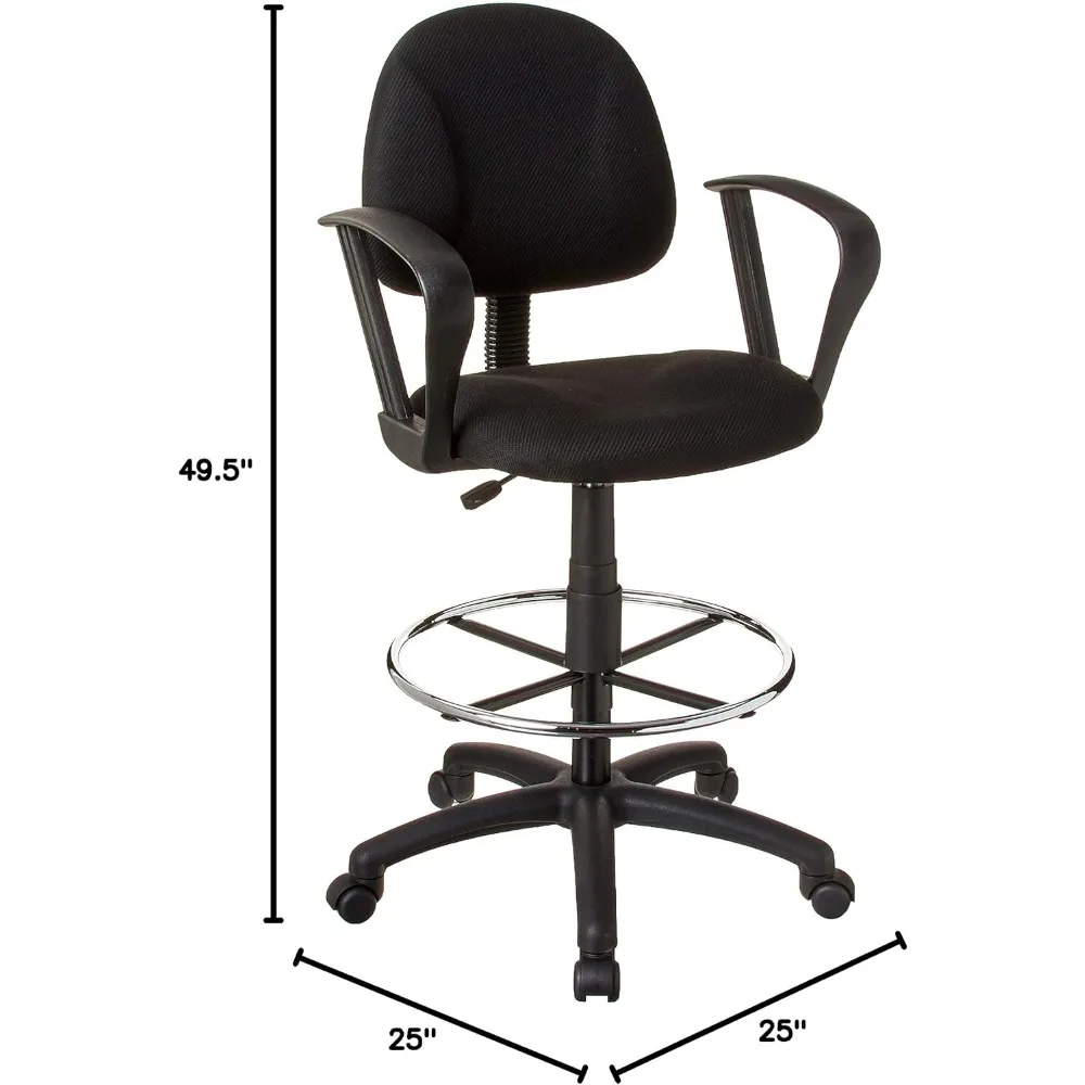 كرسي Boss Office Products المريح مع أذرع حلقة باللون الأسود، متوسط الظهر #3