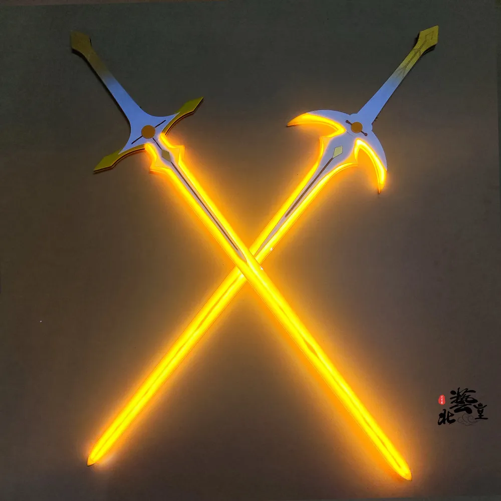Genshin Impact Traveler Aether Lumine LED Sword Cosplay Props We Will Be Reunited Light Up Unsharp Blade Costume Accessory