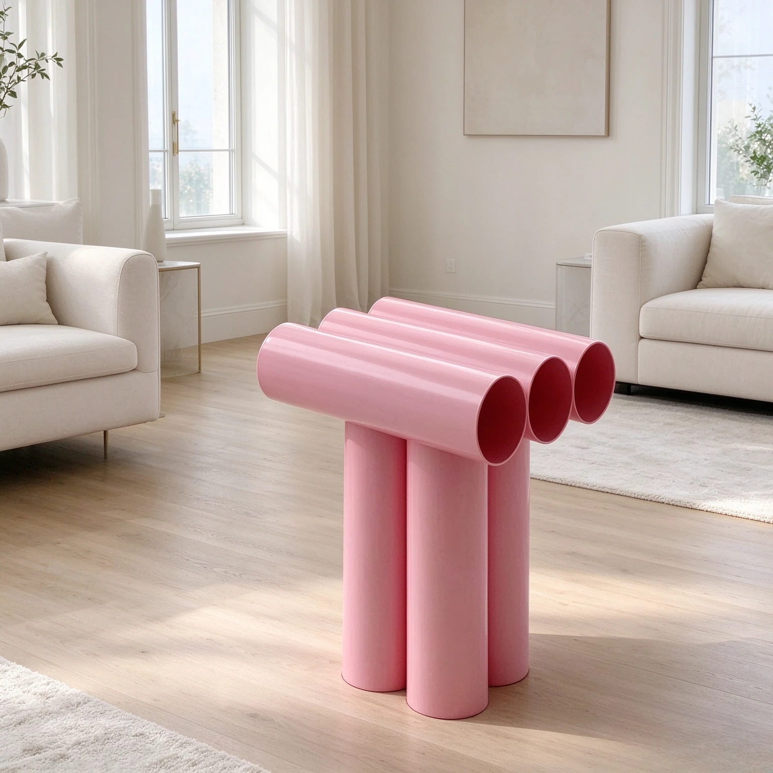 Scandinavian Geometric Edge Stool, Multifunction Shoe Changing Seat, Photo Prop and Lounge Chair for Entryway and Living Room