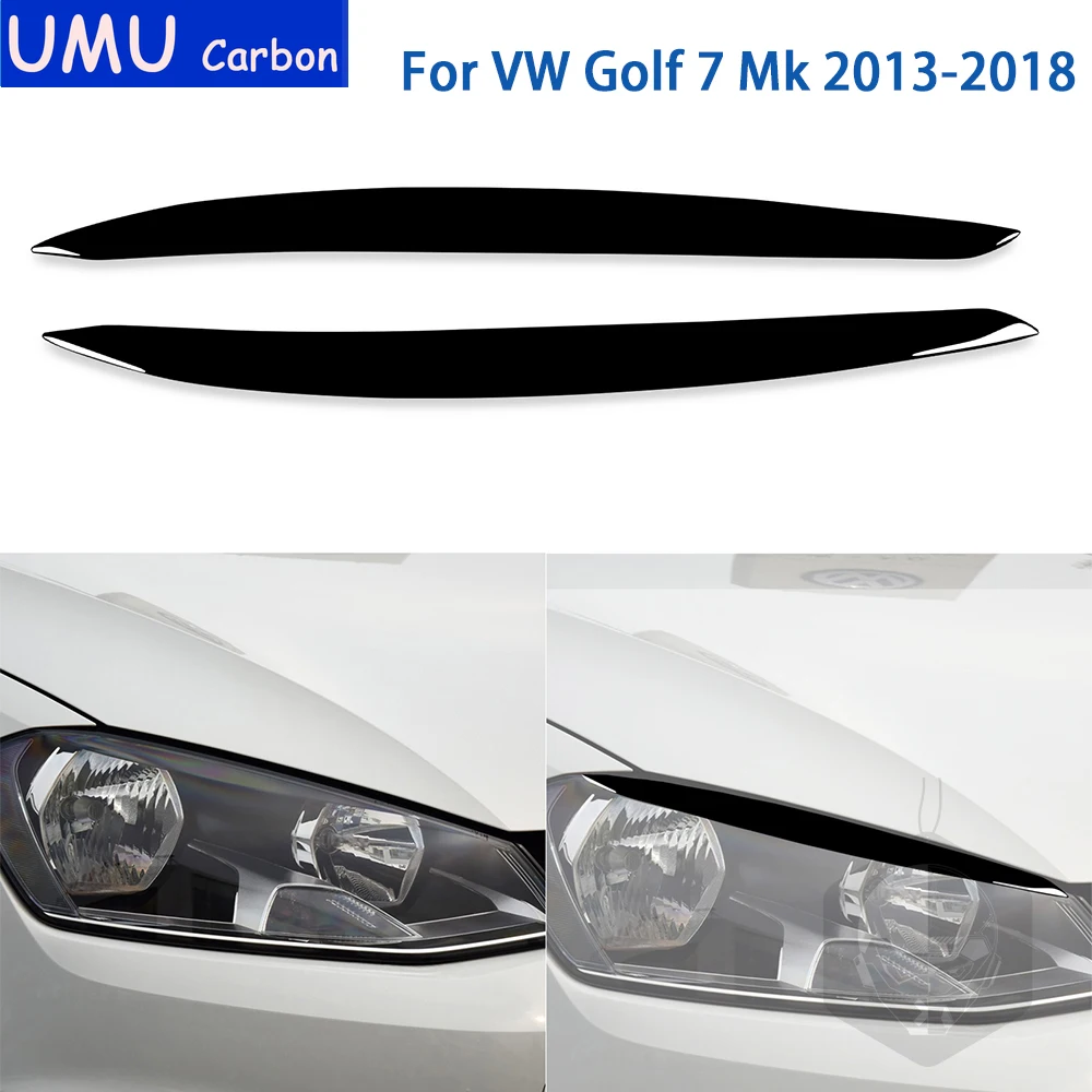 For VW Golf 7 Mk 2013 2014 2015 2016 2017 2018 Accessories Car Black Plastic Lamp Eyebrow Trim Sticker Decoration