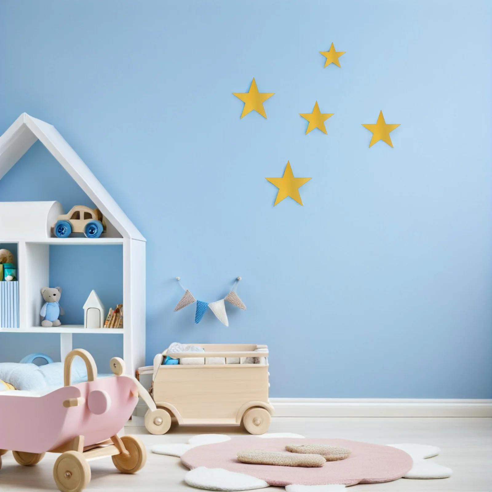 

10Pcs Glitter Star Decals Gold Foil Wall Stickers for Nursery Bedroom Living Room Self Adhesive Decor Glitter Star Stickers