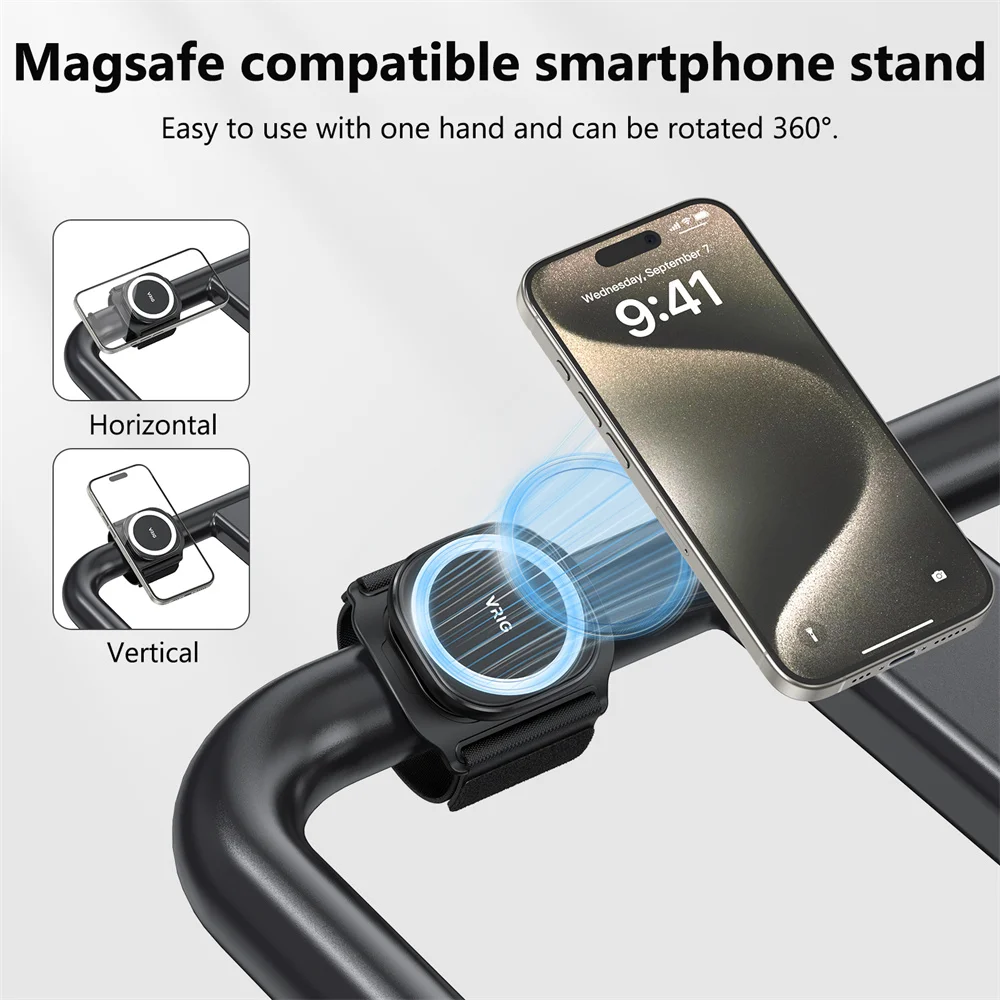 VRIG MagSafe soporte para teléfono soporte magnético para correa de teléfono agarre magnético para iPhone 16 5 14 13 Android gimnasio soporte para