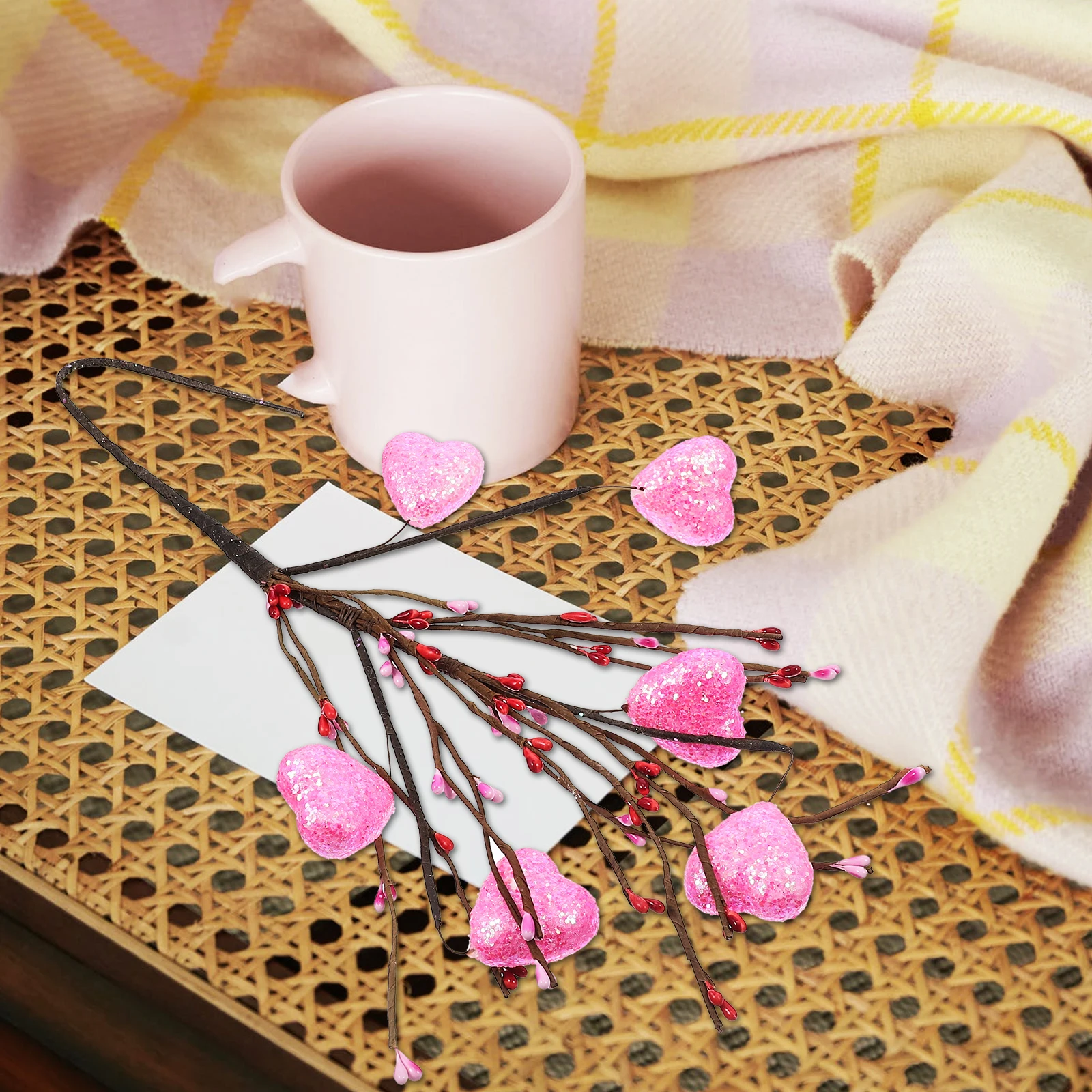

2 Pcs Love Flower Arrangement Decoration Table Spray Artificial Valentines Flowers Stems Foam Valentine's Day Bride