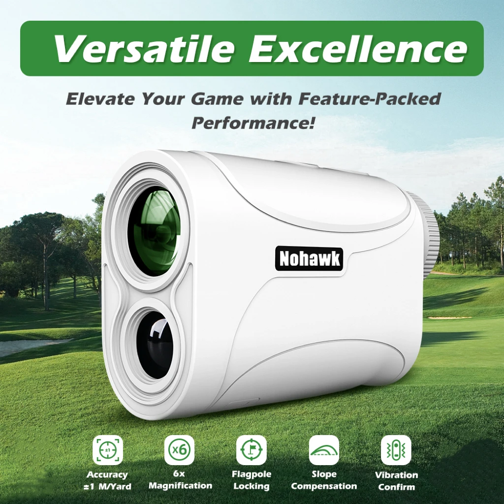 

NOHAWK Mini Golf Rangefinder with Flag Locking Vibration and Slope Mode 6x Magnification Monocular USB-C Charge Easy to Carry