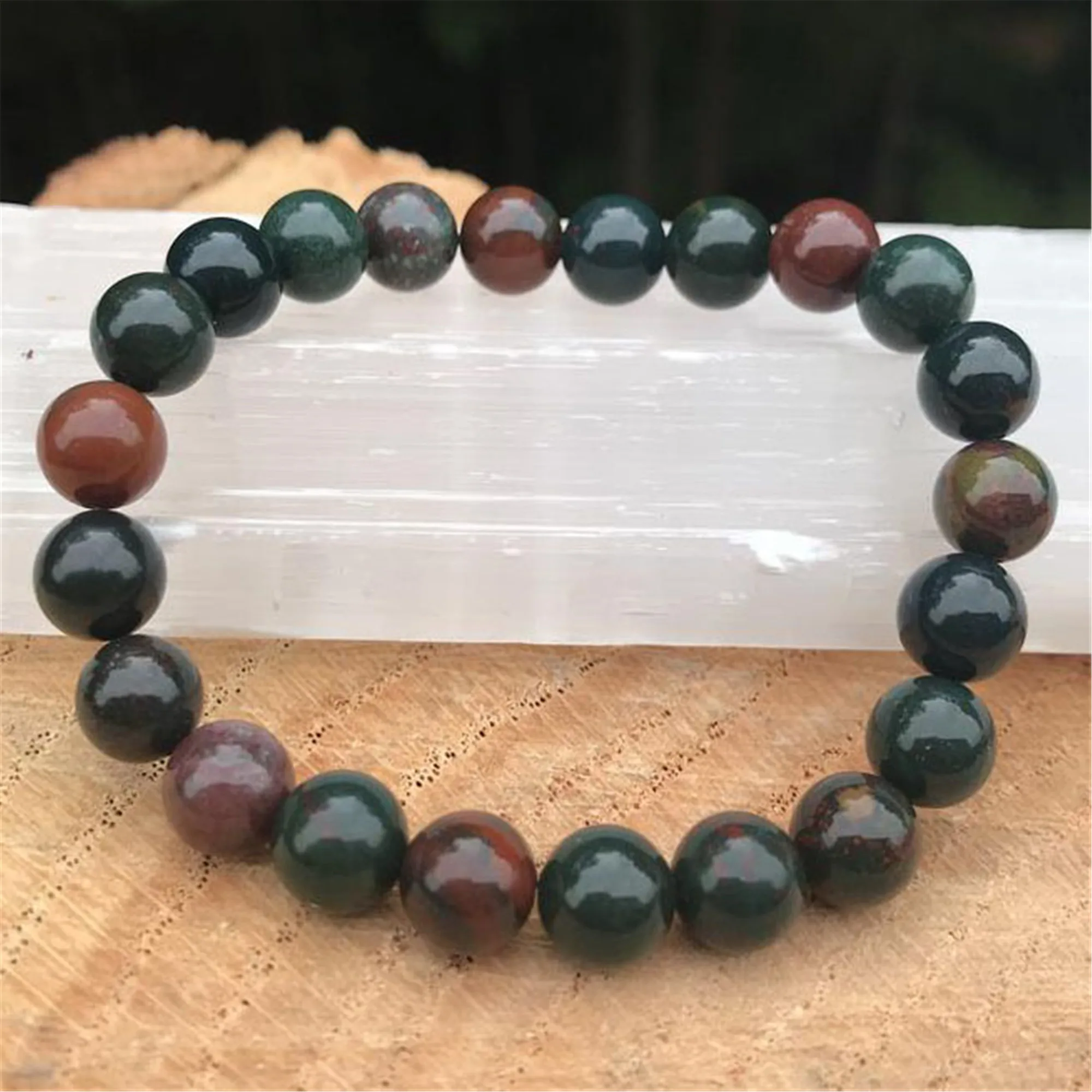 8mm Natural Bloodstone Mala Bracelet Charm Adjustable Ethnic Chain Party Eco-Friendly Artisan Classic Prayer