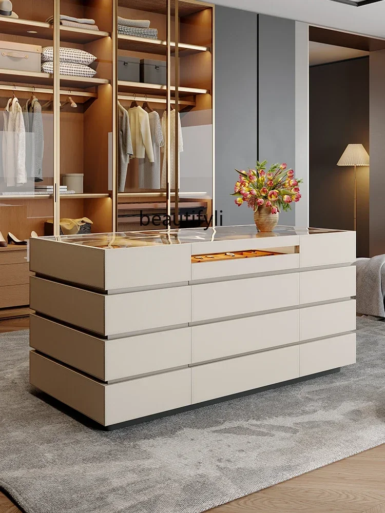 DD132 Light luxury cloakroom Nakajima cabinet Household multi-functional glass storage cabinet Display cabinet Nakajima platform