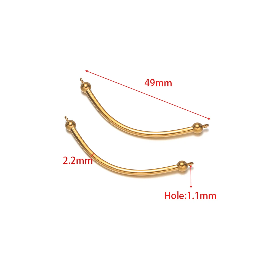 5 Stück Edelstahl-Bambus-Biegerohr-Verbindungsstücke mit Doppelloch für DIY-Schmuckherstellung von Halsketten und Armbändern – Detail 1