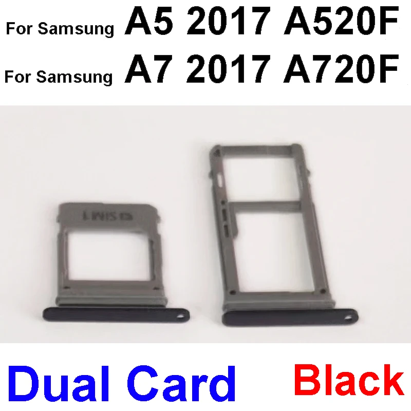 SIM Card Tray For Samsung A5 2017 A520F A7 2017 A720F Dual Single Card Tray Holder Card Slot Replacement Parts