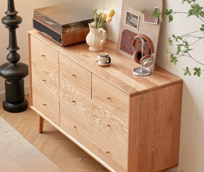 All solid wood modern simple Nordic style bedroom drawer storage cabinet