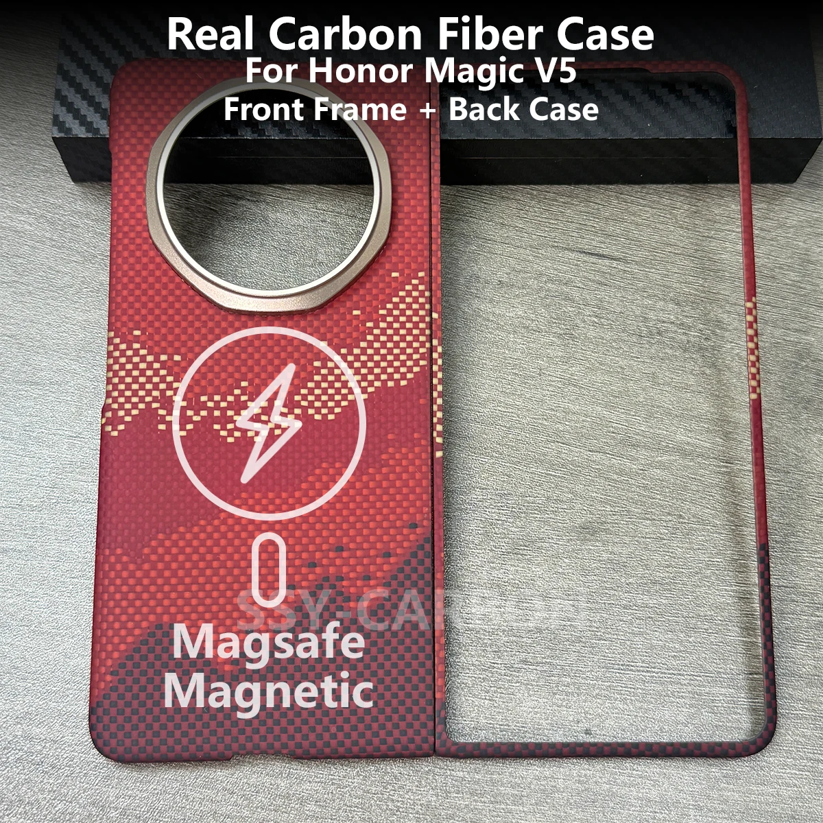 

Real Carbon Fiber Case For Honor Magic V5 Aramid Magsafe Magnetic Phone Protective Case Luxury Ultra-thin Cover Armor Sturdy