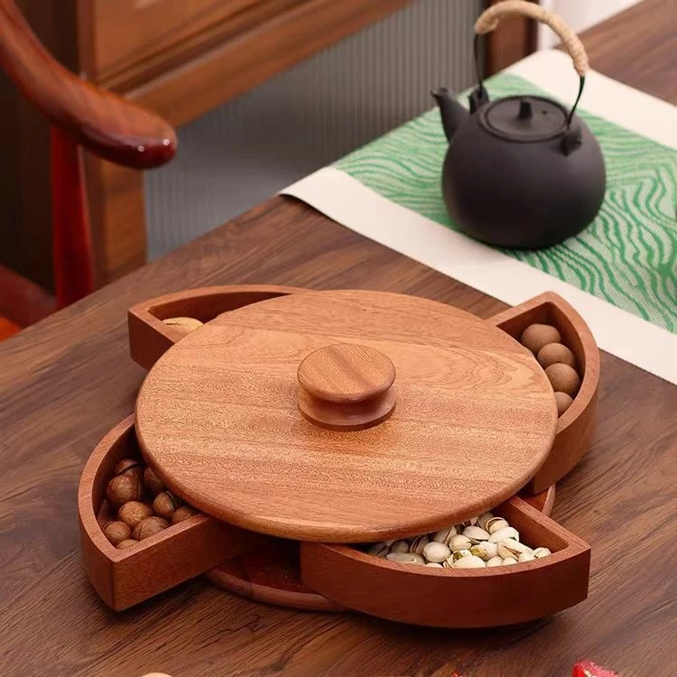 Solid wood dried fruit box household living room grid candy light luxury high-end snack plate