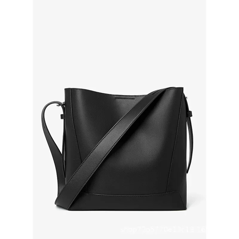 Bolso cruzado de piel auténtica para mujer, bolsa de hombro exquisita de gran capacidad, versátil, tendencia de moda, novedad de 2024