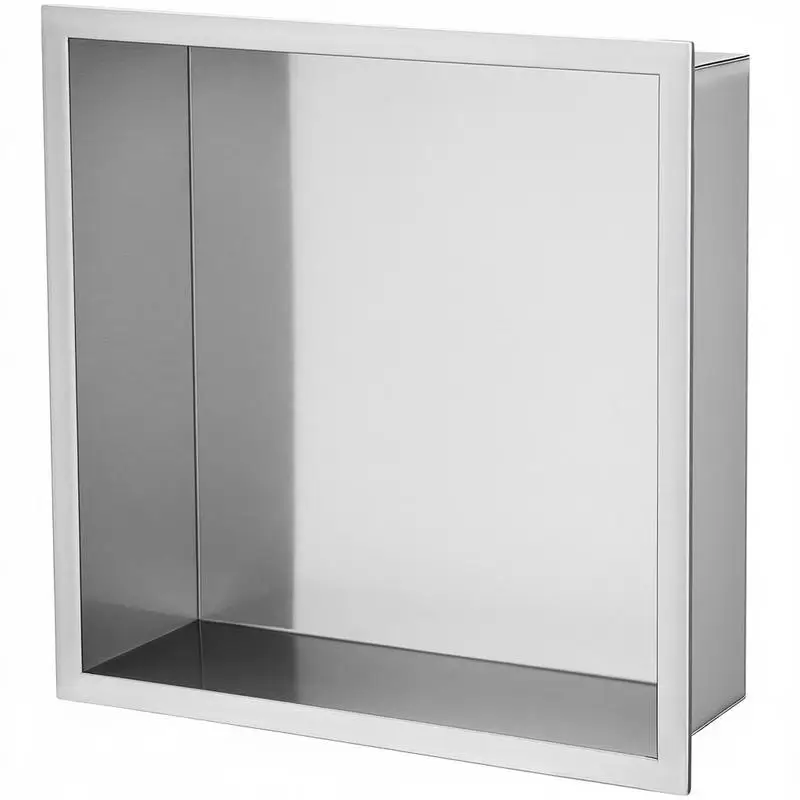 

13"x13" No Tile Shower Niche 304 Stainless Steel, Wall-Inserted Niche Recessed Double Shelves, Sealed Waterproof Rust-Resistant Modern Niche for Shower Bathroom Soap Storage, Silver